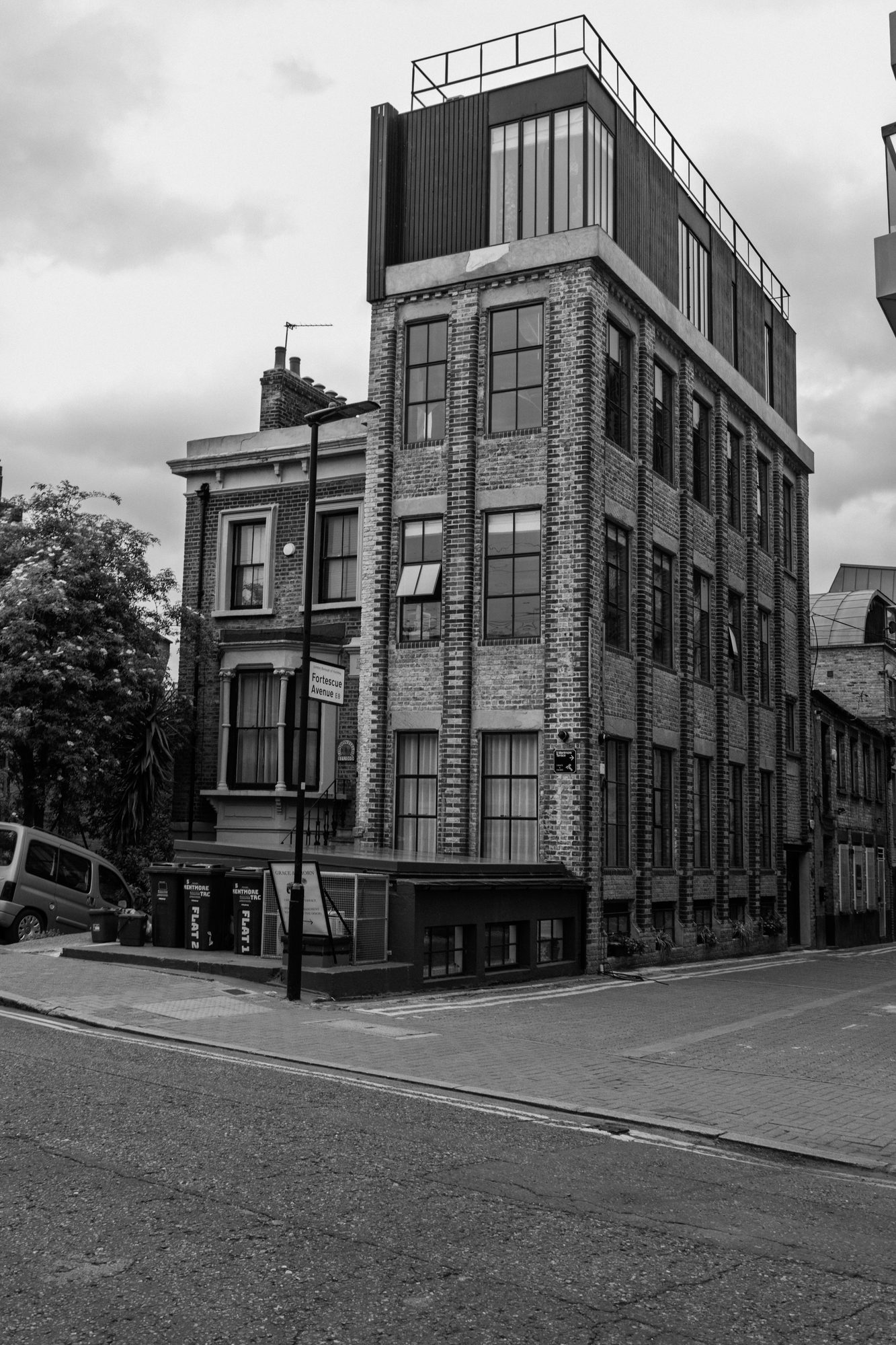 London brick commercial building with contemporary upper storeys